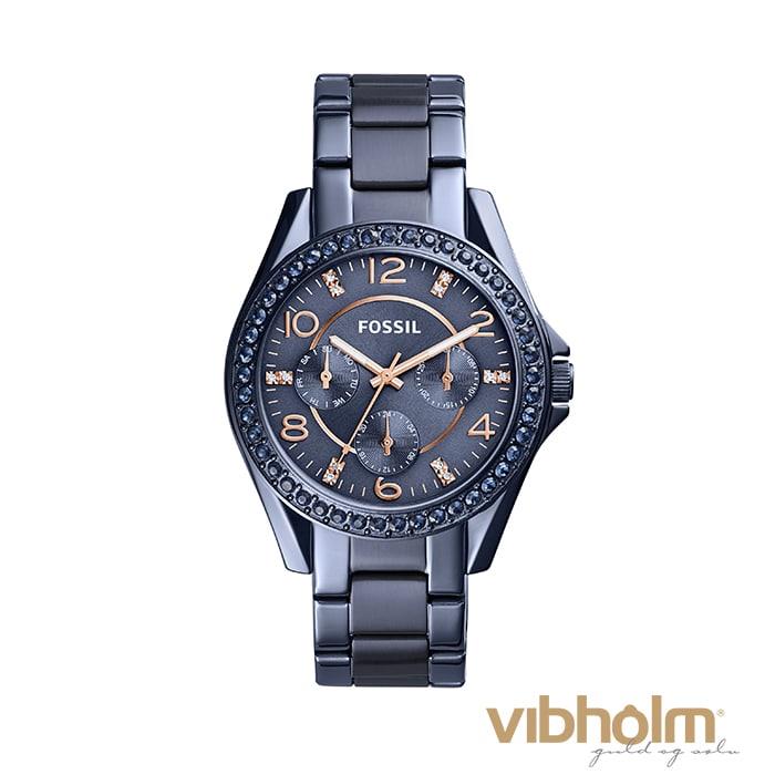 Fossil - Riley Dameur - blå IP stål ES4294